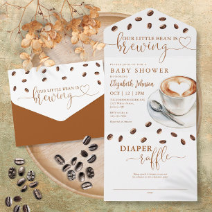 Little Bean Brewing Coffee Baby Shower All In One Uitnodiging