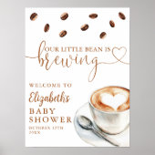 Little Bean Brewing Coffee Baby Shower Welcome Poster (Voorkant)