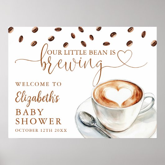 Little Bean Coffee Baby Shower Welcome Sign Poster (Voorkant)