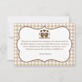 Little Bean Coffee Cup - Bruine Gingham Bedankkaart (Achterkant)