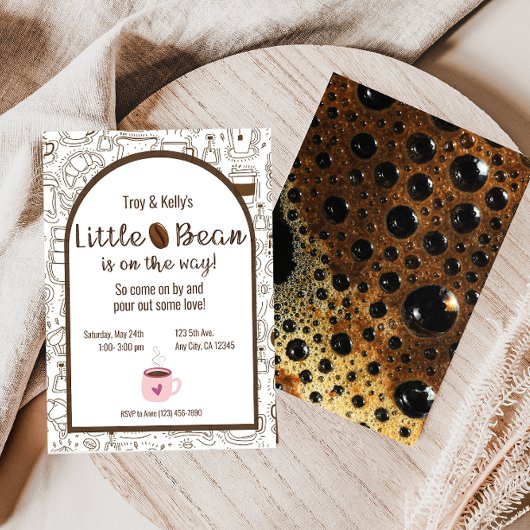 Little Bean Coffee Theme Baby shower Invitation Kaart