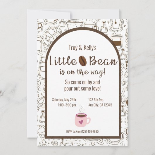 Little Bean Coffee Theme Baby shower Invitation Kaart (Voorkant)