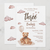 Little Bear Any Age Birthday Invitation Kaart (Voorkant / Achterkant)