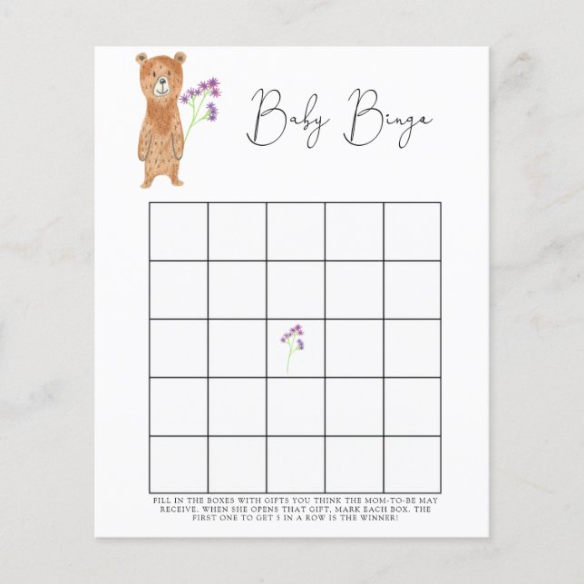 Little Bear - Baby shower bingospel (Voorkant)