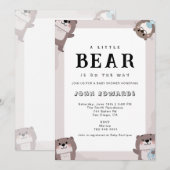Little Bear Baby Shower Invitation Design Kaart (Voorkant / Achterkant)