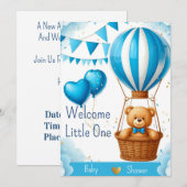 Little Bear Baby Shower Uitnodiging 🧸 (Voorkant / Achterkant)