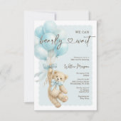 Little Bear Boy Baby Shower Teddy Bear Balloons Kaart (Voorkant)