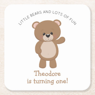 Little Bear Is Turning One 1st Birthday Kartonnen Onderzetters