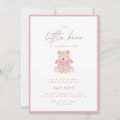 Little Bear – Moderne Roze Bloem Meisje 1e Verjaar Kaart (Voorkant)