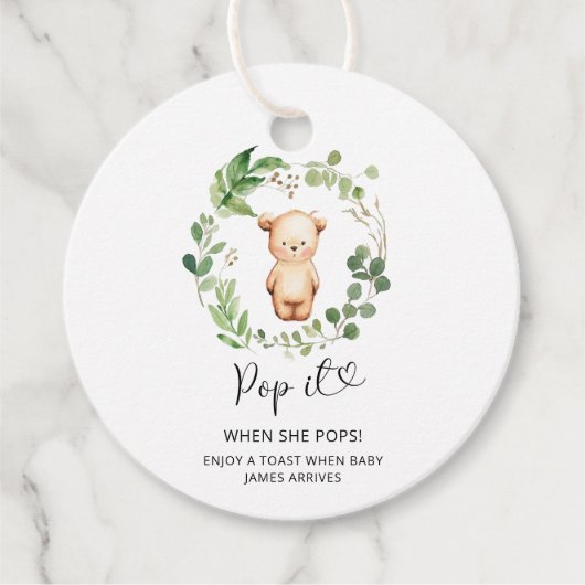 Little Bear Pop het als ze knalt babyshower Bedankjes Labels (Voorkant)