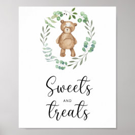 little bear snoepjes en lekkernijen baby shower po poster