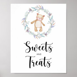 little bear snoepjes en lekkernijen baby shower poster