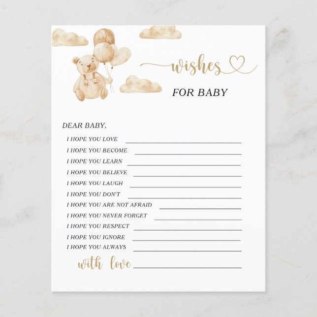 Little Bear wenst voor babekaart (Voorkant)