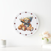 Little bear with fawn in arms winter Christmas Grote Klok (Huis)