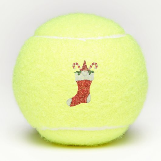 Little Bearded Gnome in Red Kerstmis Stocking Tennisballen (Voorkant)