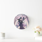 Little Beast Paars Fairy and Dragon Fantasy Art Ronde Klok (Huis)