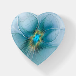 Little Beauty Modern Blue Gold Fractal Art Flower