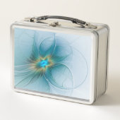 Little Beauty Modern Blue Gold Fractal Art Flower (Voorkant)