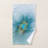 Little Beauty Modern Blue Gold Fractal Art Flower Bad Handdoek (Handdoek)