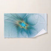 Little Beauty Modern Blue Gold Fractal Art Flower Bad Handdoek (Handdoek)
