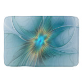 Little Beauty Modern Blue Gold Fractal Art Flower Badmat (Voorkant)