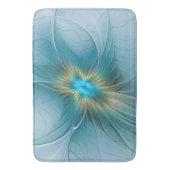 Little Beauty Modern Blue Gold Fractal Art Flower Badmat (Voorkant Verticaal)