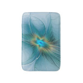 Little Beauty Modern Blue Gold Fractal Art Flower Badmat (Voorkant Verticaal)