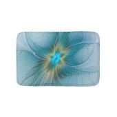Little Beauty Modern Blue Gold Fractal Art Flower Badmat (Voorkant)