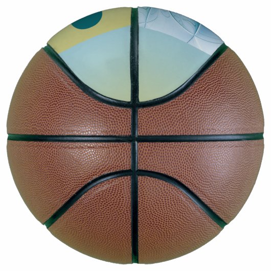 Little Beauty Modern Blue Gold Fractal Art Flower Basketbal (Rechts)