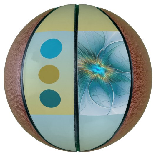 Little Beauty Modern Blue Gold Fractal Art Flower Basketbal (Verticaal)