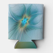 Little Beauty Modern Blue Gold Fractal Art Flower Blikjeskoeler (Voorkant)