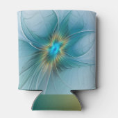 Little Beauty Modern Blue Gold Fractal Art Flower Blikjeskoeler (Achterkant)