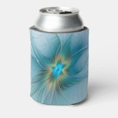 Little Beauty Modern Blue Gold Fractal Art Flower Blikjeskoeler (Blikje Achterkant)