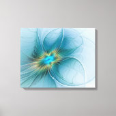 Little Beauty Modern Blue Gold Fractal Art Flower Canvas Afdruk (Voorkant)