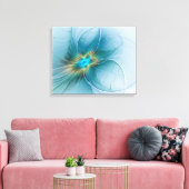 Little Beauty Modern Blue Gold Fractal Art Flower Canvas Afdruk (Insitu (Woonkamer))