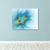 Little Beauty Modern Blue Gold Fractal Art Flower Canvas Afdruk (Insitu (Houten vloer))