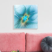 Little Beauty Modern Blue Gold Fractal Art Flower Canvas Afdruk (Insitu (Woonkamer))