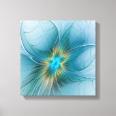 Little Beauty Modern Blue Gold Fractal Art Flower Canvas Afdruk (Voorkant)