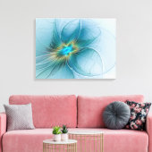 Little Beauty Modern Blue Gold Fractal Art Flower Canvas Afdruk (Insitu (Woonkamer))