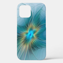 Little Beauty Modern Blue Gold Fractal Art Flower Case-Mate iPhone Case