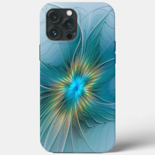 Little Beauty Modern Blue Gold Fractal Art Flower Case-Mate iPhone Case
