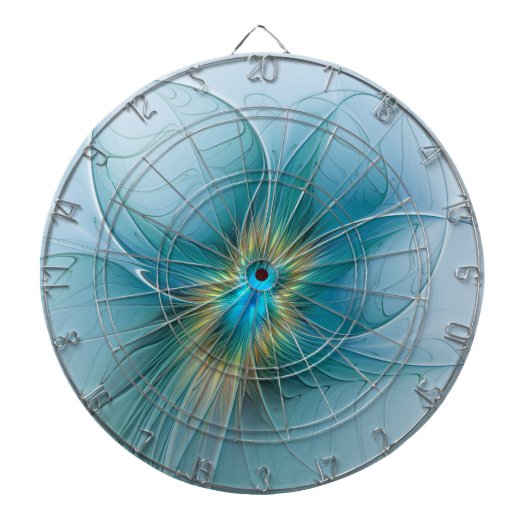 Little Beauty Modern Blue Gold Fractal Art Flower Dartbord (Voorkant)