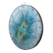 Little Beauty Modern Blue Gold Fractal Art Flower Dartbord (Voorkant Rechts)