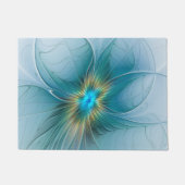 Little Beauty Modern Blue Gold Fractal Art Flower Deurmat (Voorkant)