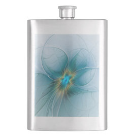 Little Beauty Modern Blue Gold Fractal Art Flower Flacon