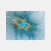 Little Beauty Modern Blue Gold Fractal Art Flower Fleece Deken (Voorkant (Horizontaal))