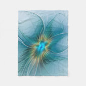Little Beauty Modern Blue Gold Fractal Art Flower Fleece Deken (Voorkant)