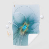 Little Beauty Modern Blue Gold Fractal Art Flower Golfhanddoek (Insitu)