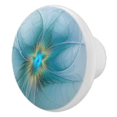 Little Beauty Modern Blue Gold Fractal Art Flower Keramische Knop (Rechts)