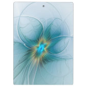Little Beauty Modern Blue Gold Fractal Art Flower Klembord (Achterkant)